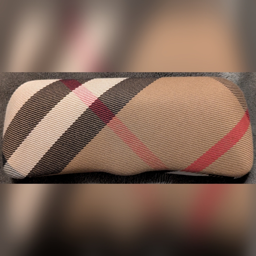 Burberry Tan and Red Plaid Glasses Case